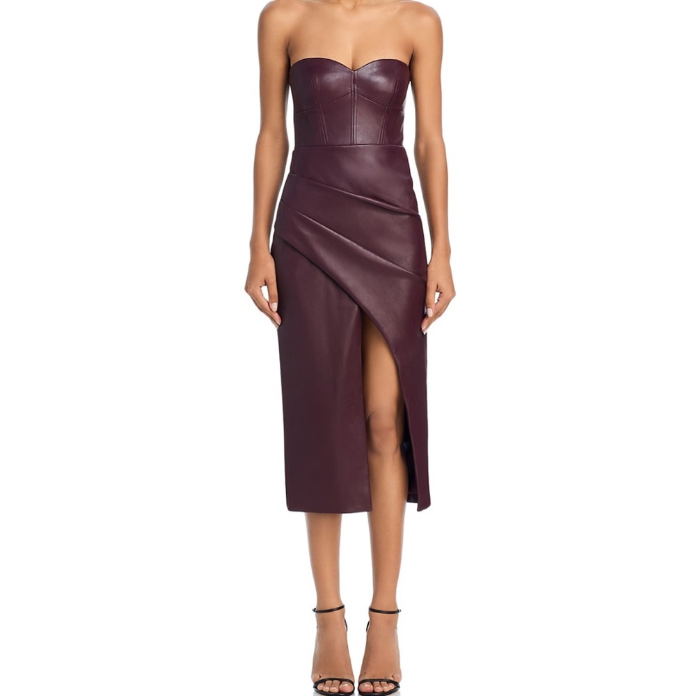 Bardot Strapless Burgundy Dress